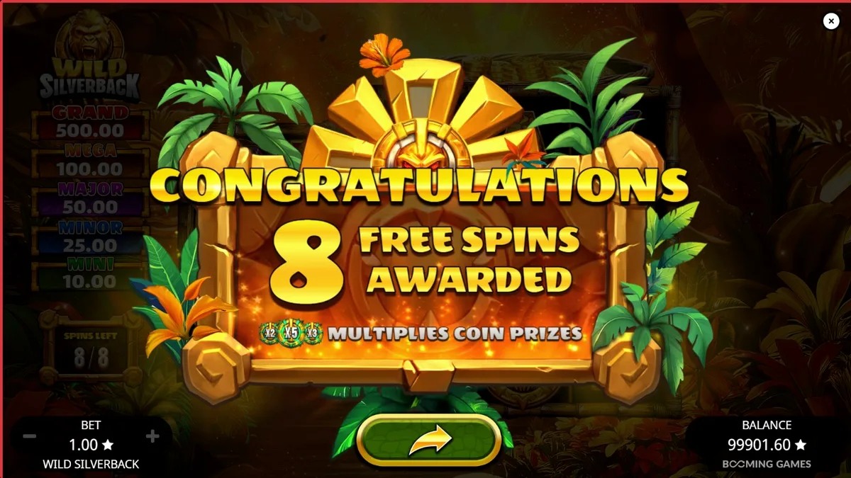 Tampilan visual slot Wild Silverback dengan tema hutan dan gorila